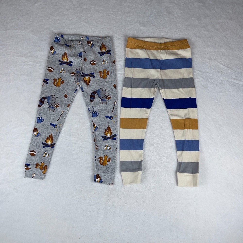Lot of 2 Pajama Kids 3T Gray Multi Striped Tapered Leg‎ Soft Touch Elastic Waist